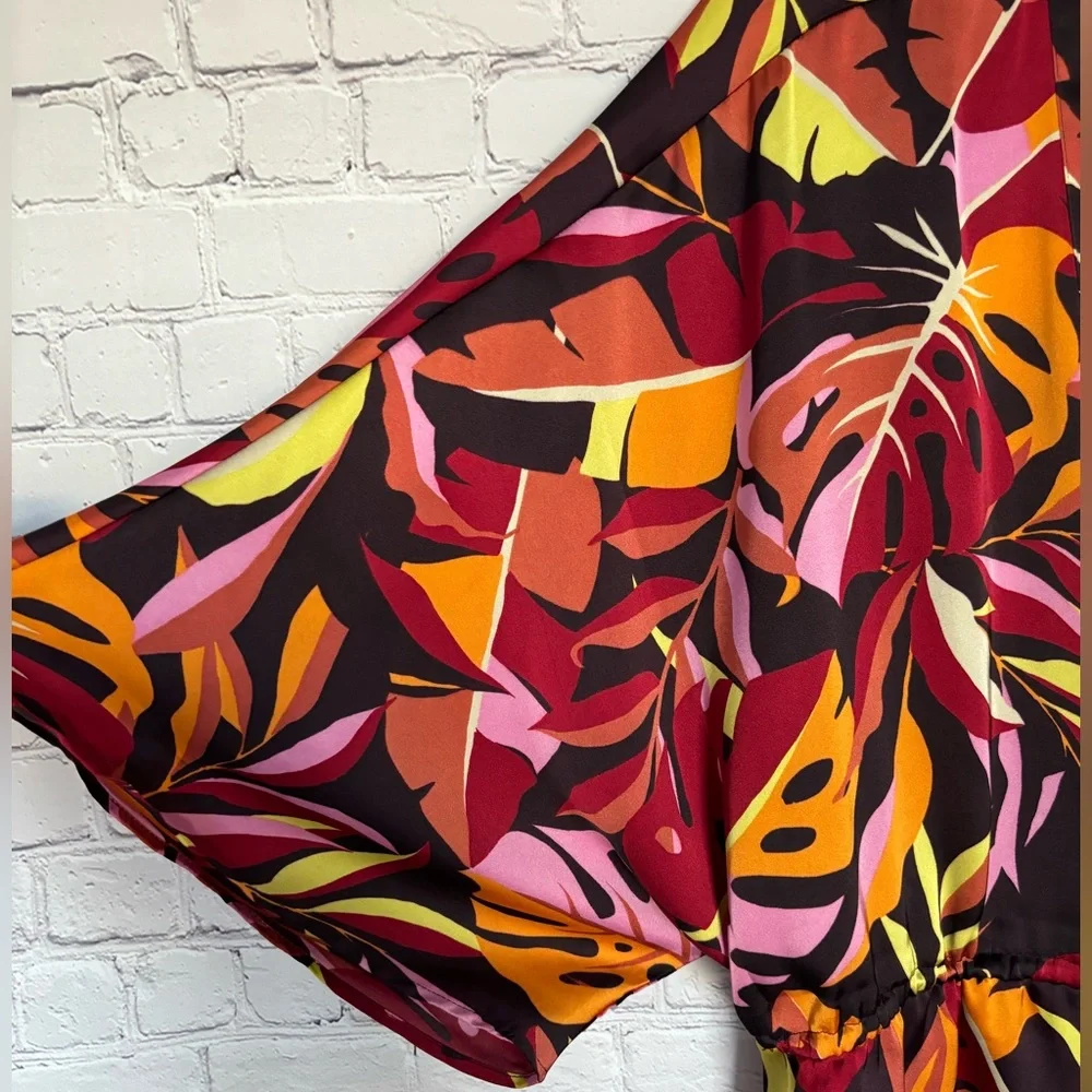 DR2 by Daniel Rainn Foliage Print Satin Kimono/Coverup--NWT--S/M - Picture 11 of 14